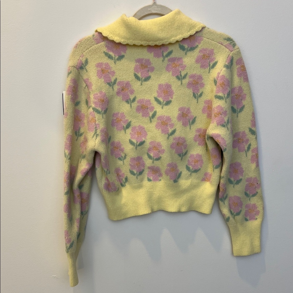 Zara Pastel Floral Knit Sweater with Scalloped Collar - Picture 4 of 4
